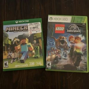 Xbox One Minecraft and Xbox360 Jurrasic World LEGO